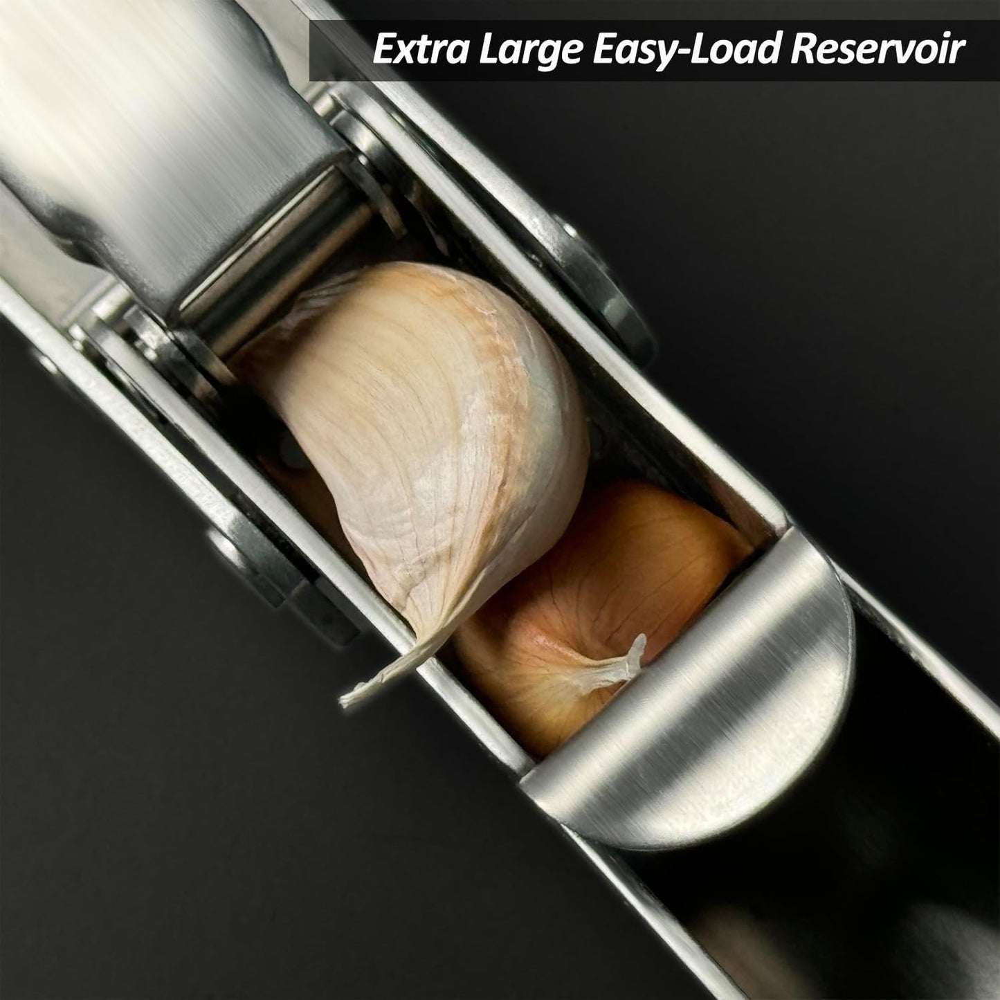 VOVOLY Premium Garlic Press Stainless Steel, No need to Peel Garlic Presser, Heavy Duty Professional Grade Double Lever-Assisted Garlic Mincer with High Capacity Chamber- Easier Clean Garlic Crusher