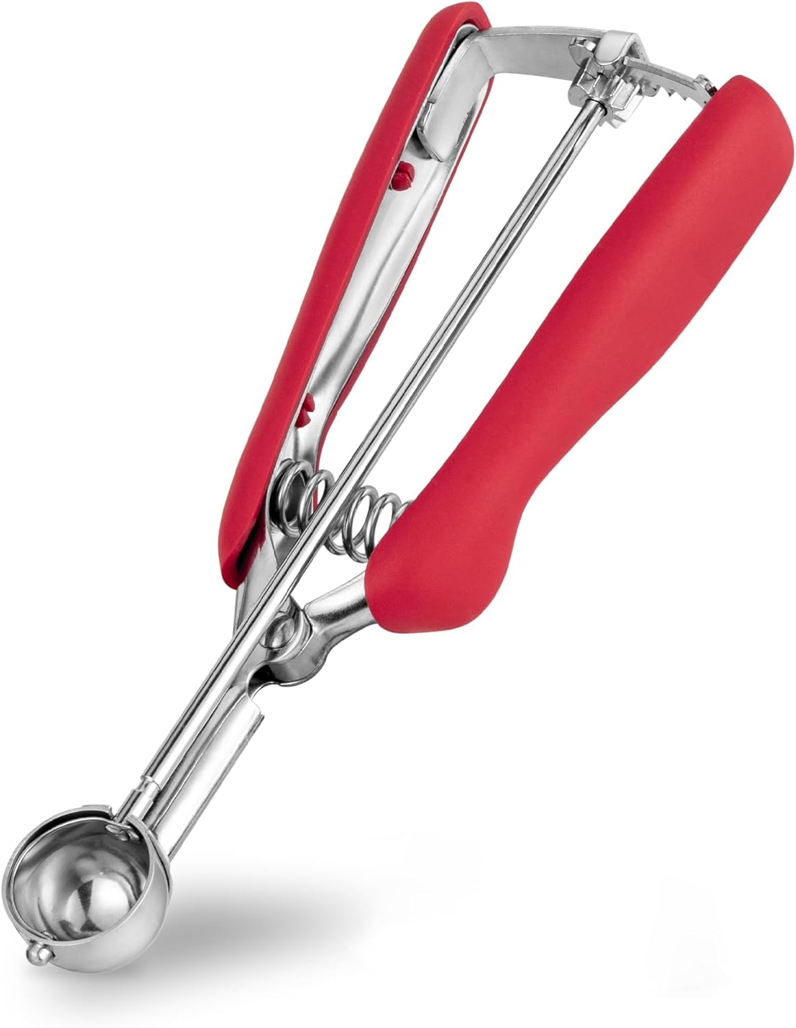 TJ POP Extra Small Cookie Scoop, 1 Teaspoon Cookie Scoop, Mini Ice Cream Scoop for Melon Baller, Cookie Dough, 0.2oz / 25mm, Easy Squeeze & Release, Red