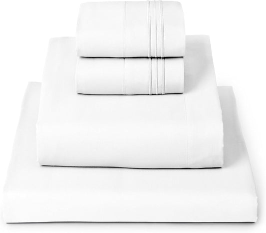 Mellanni Full Sheets Set - 4 PC Iconic Collection Bedding - Hotel Luxury, Extra Soft, Cooling Bed Sheets - Wrinkle, Fade, Stain Resistant (Full, White)