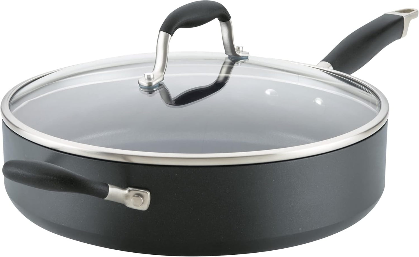 Anolon Advanced Home Hard Anodized Nonstick Sauté Pan with Helper Handle and Lid, 5 Quart - Onyx