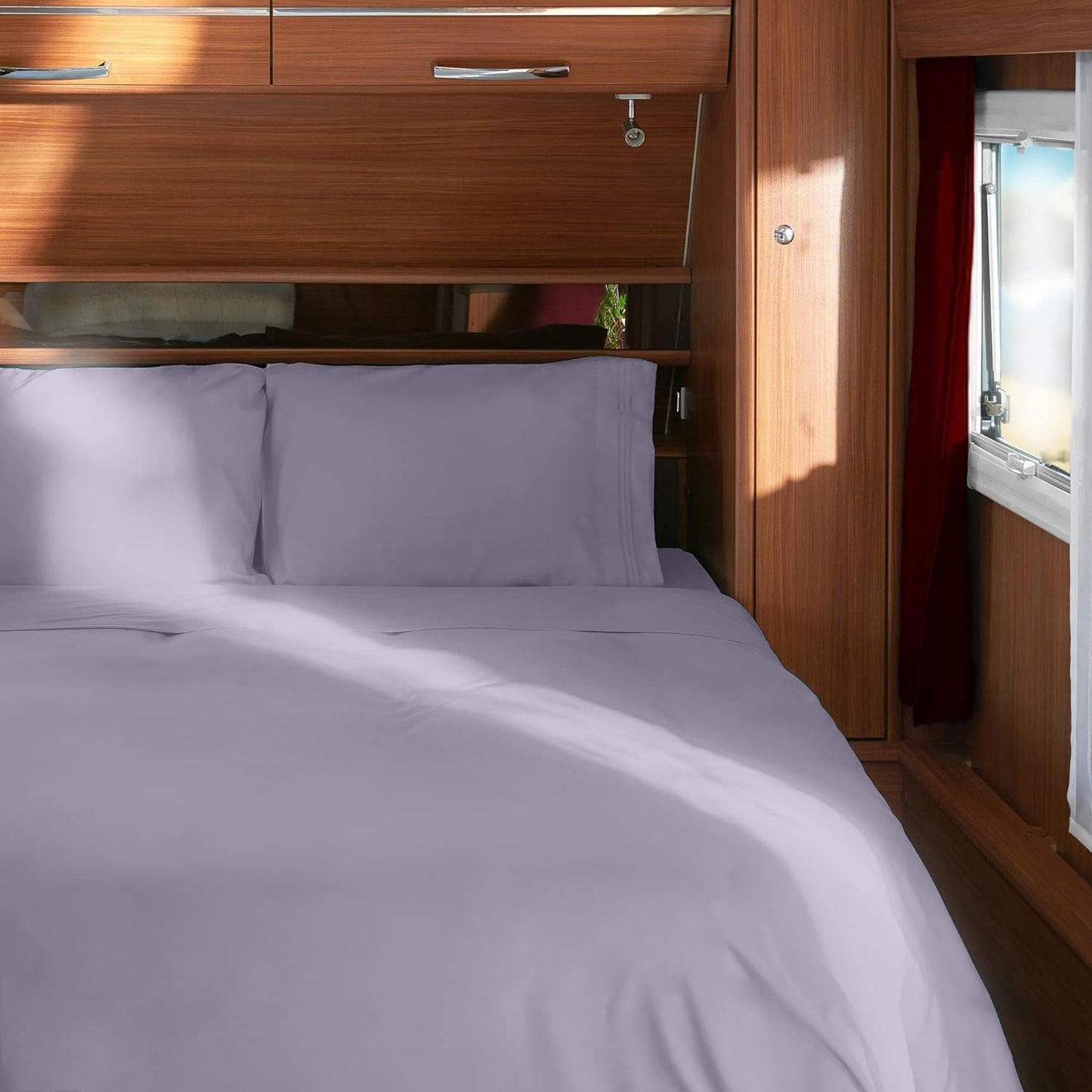 Mellanni RV Short Queen Sheets - 4 PC Iconic Collection Bedding - Hotel Luxury, Extra Soft, Cooling Bed Sheets - Deep Pocket up to 10 inch (RV/Short Queen, Hazy Lilac)