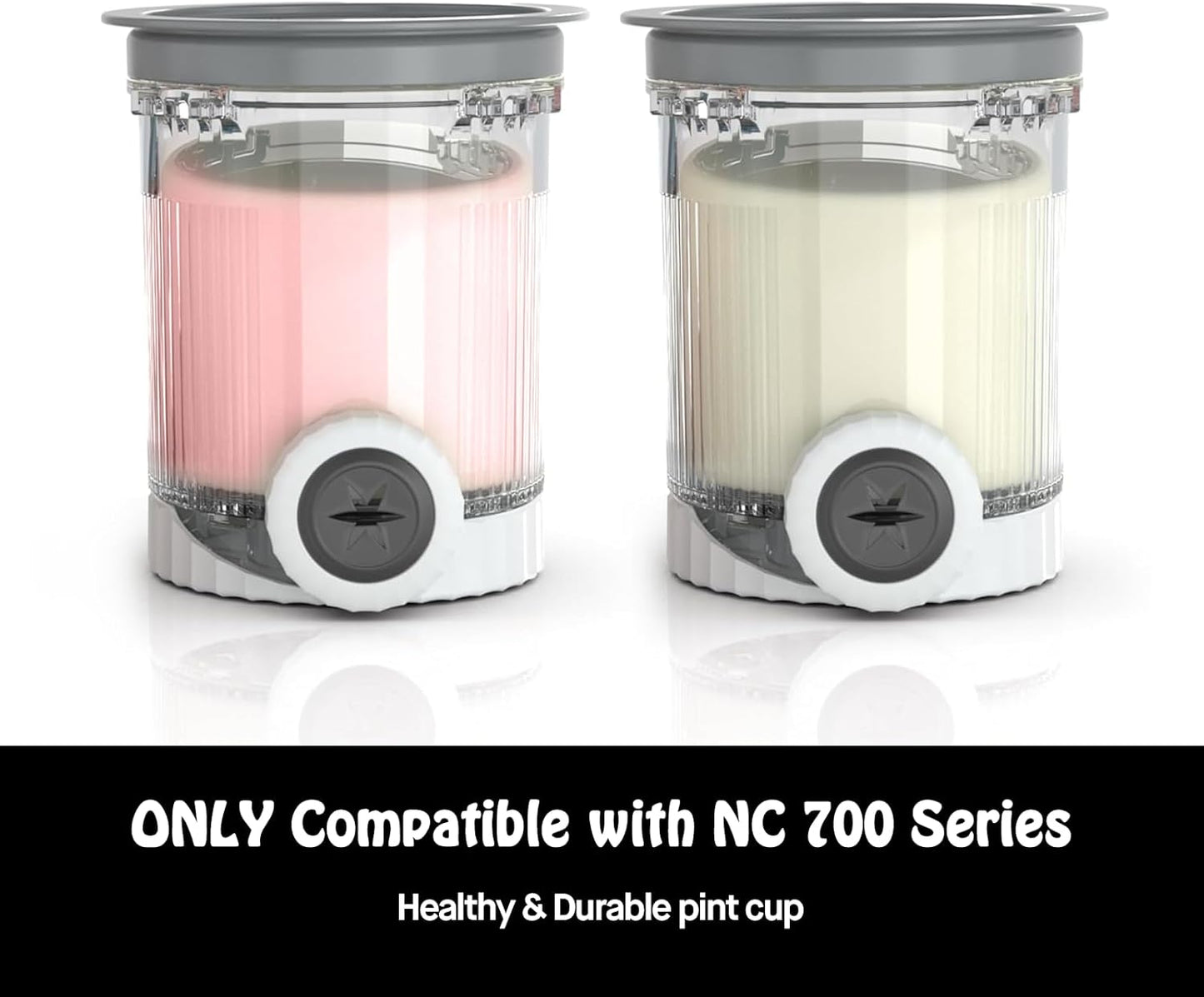 For Ninja Swirl by Creami NC700 Series Ice Cream Makers, Dishwasher Safe, 16 oz Pints with Lid, Grey Lids (Grey, 16OZ)