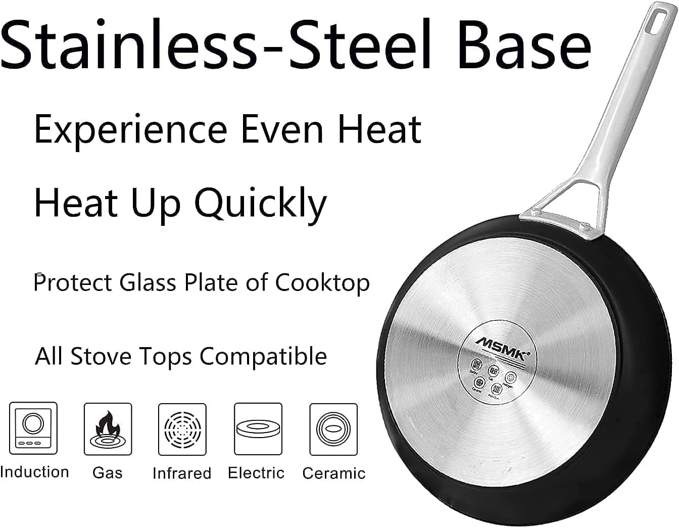 MsMk 10 Inch Frying Pan Nonstick with Lid, Induction Fry Pan with Lid, Titanium and Diamond Non Stick Coating From USA, for Induction, Ceramic and Gas Cooktops, Oven Safe 10 Inch Skillet Nonstick
