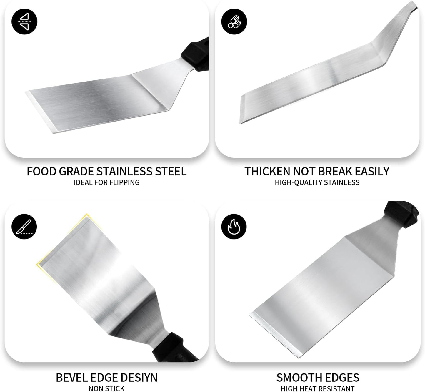 Metal Spatulas 1 PC, Stainless Steel Spatula with Heat Resistant Handle, 9.8 Inch Stainless Steel Spatula Ideal for Desserts, Pancakes, Eggs, Griddle Scraper or BBQ