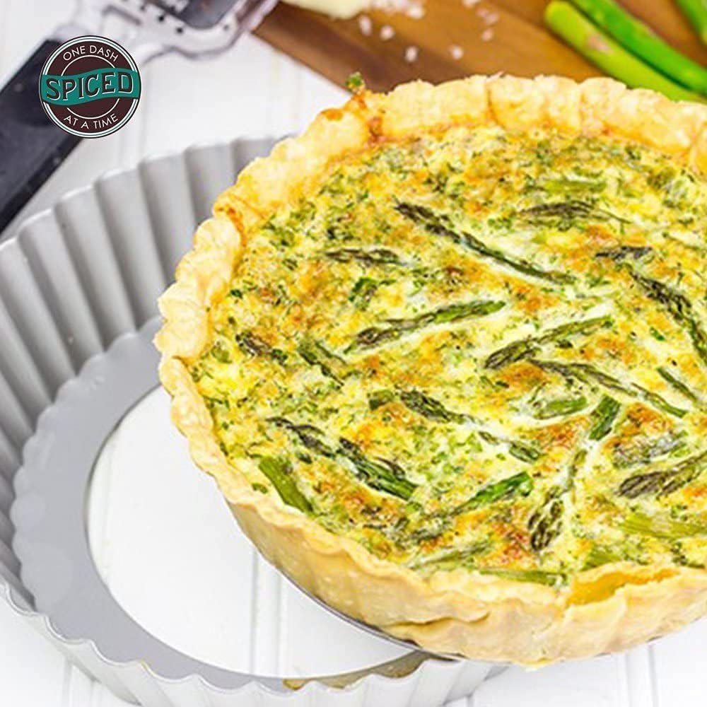 Lumintrail Fat Daddios Anodized Aluminum Fluted Tart Pan, 2 Pack, 9.5 Inches by 1 Inch, with a Measuring Spoon Set