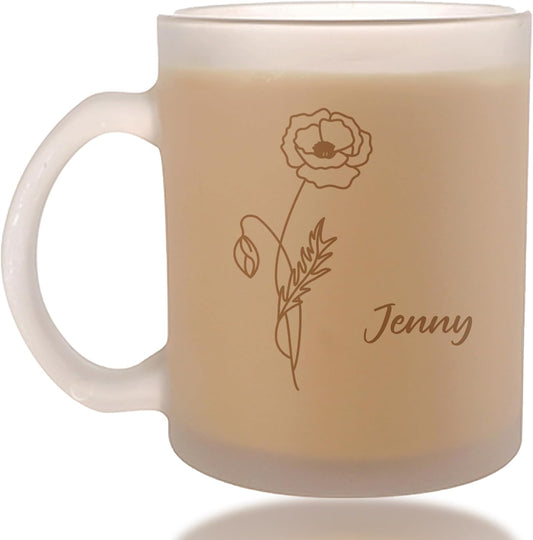 Personalized Coffee Mug, Engraved Birth Flower Mug for Women With Custom Name & Text, Customized Gifts for Birthday, Christmas, Grandma, Wife, Mom, Friends