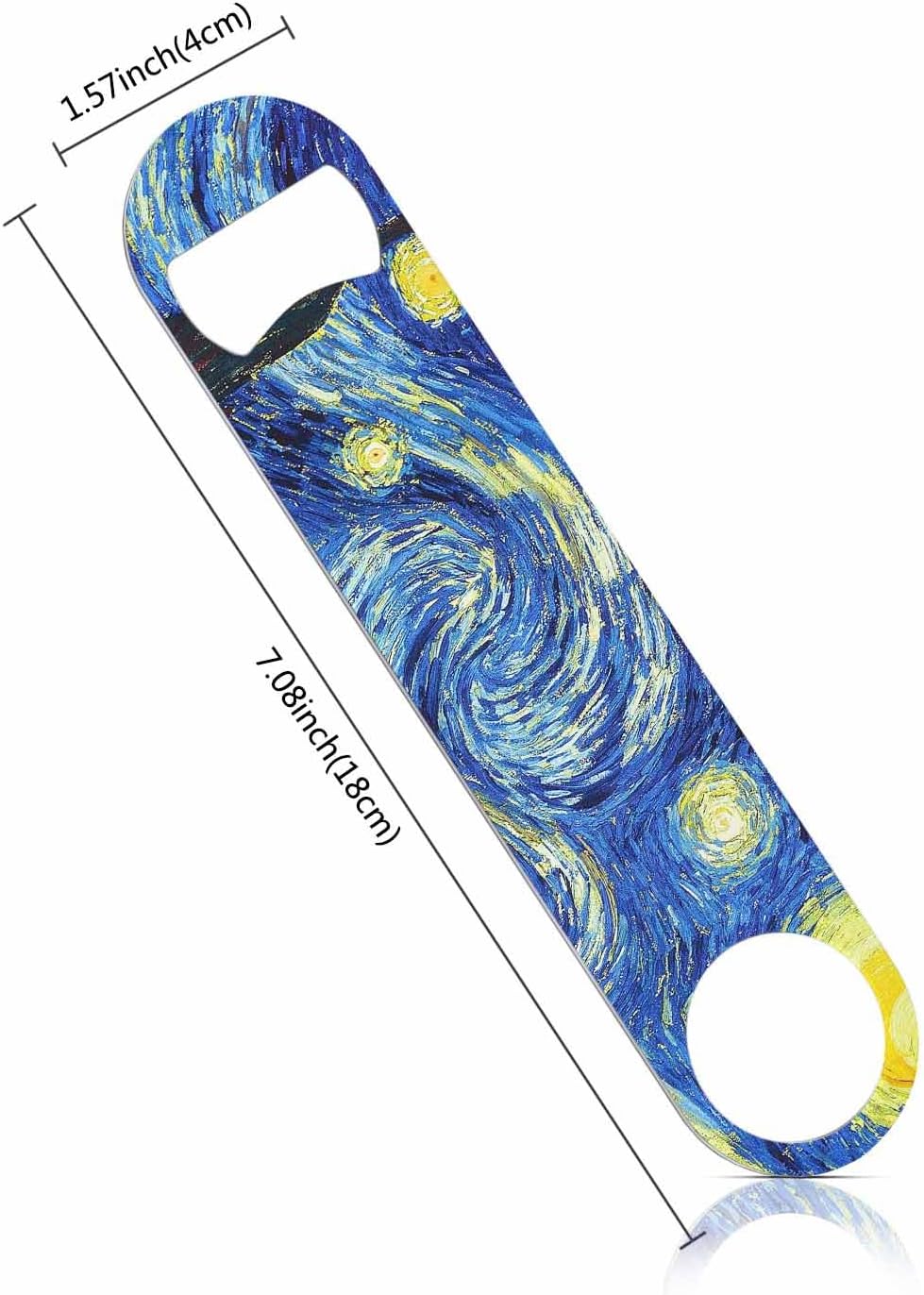Starry Night Stainless Steel Bottle Opener Van Gogh Oil Panting Art Classic Vivid Star Cloud Universe Creative Flat Beer Bottle Opener Keychain for Home Kitchen Bar Restaurant Party Gift