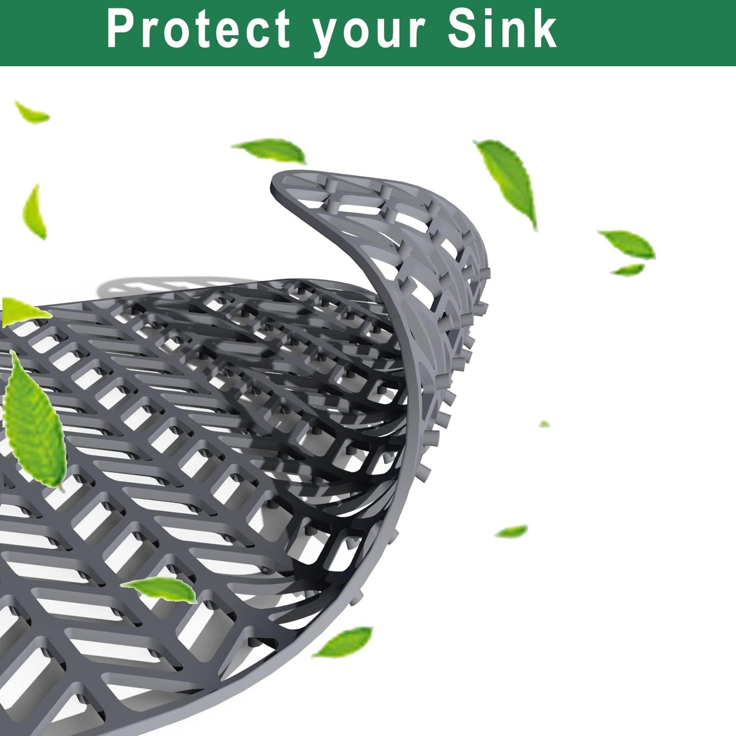 GUUKIN Sink Protectors for Kitchen Sink - 28.4"x 15.2" Silicone Kitchen Sink Mat Grid for Bottom of Farmhouse Stainless Steel Porcelain Sink with Rear Drain（Grey）, 2815B