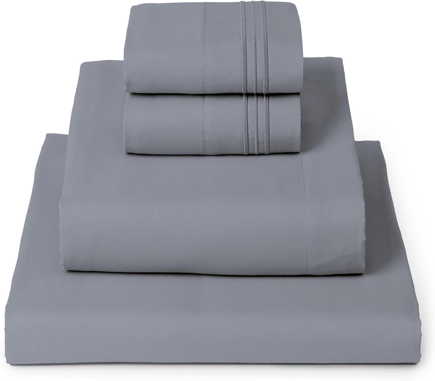 Mellanni Queen Sheets Set - 4 PC Iconic Collection Bedding - Hotel Luxury, Extra Soft, Cooling Bed Sheets - Wrinkle, Fade, Stain Resistant (Queen, Mineral Gray)