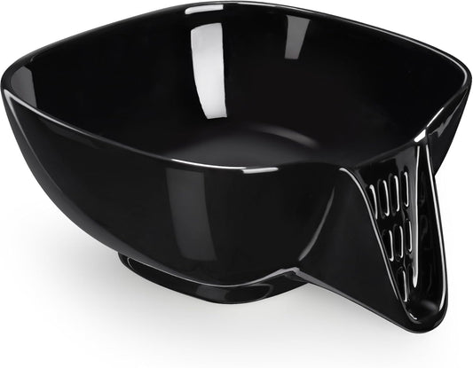 NiHome Ceramic Food Strainer with Integrated Drain Spout, Large Capacity Colander Bowl for Vegetables, Fruits, Pasta & More, Heat-Resistant, Crack-Proof, Easy to Clean, Dishwasher-Safe (Black)