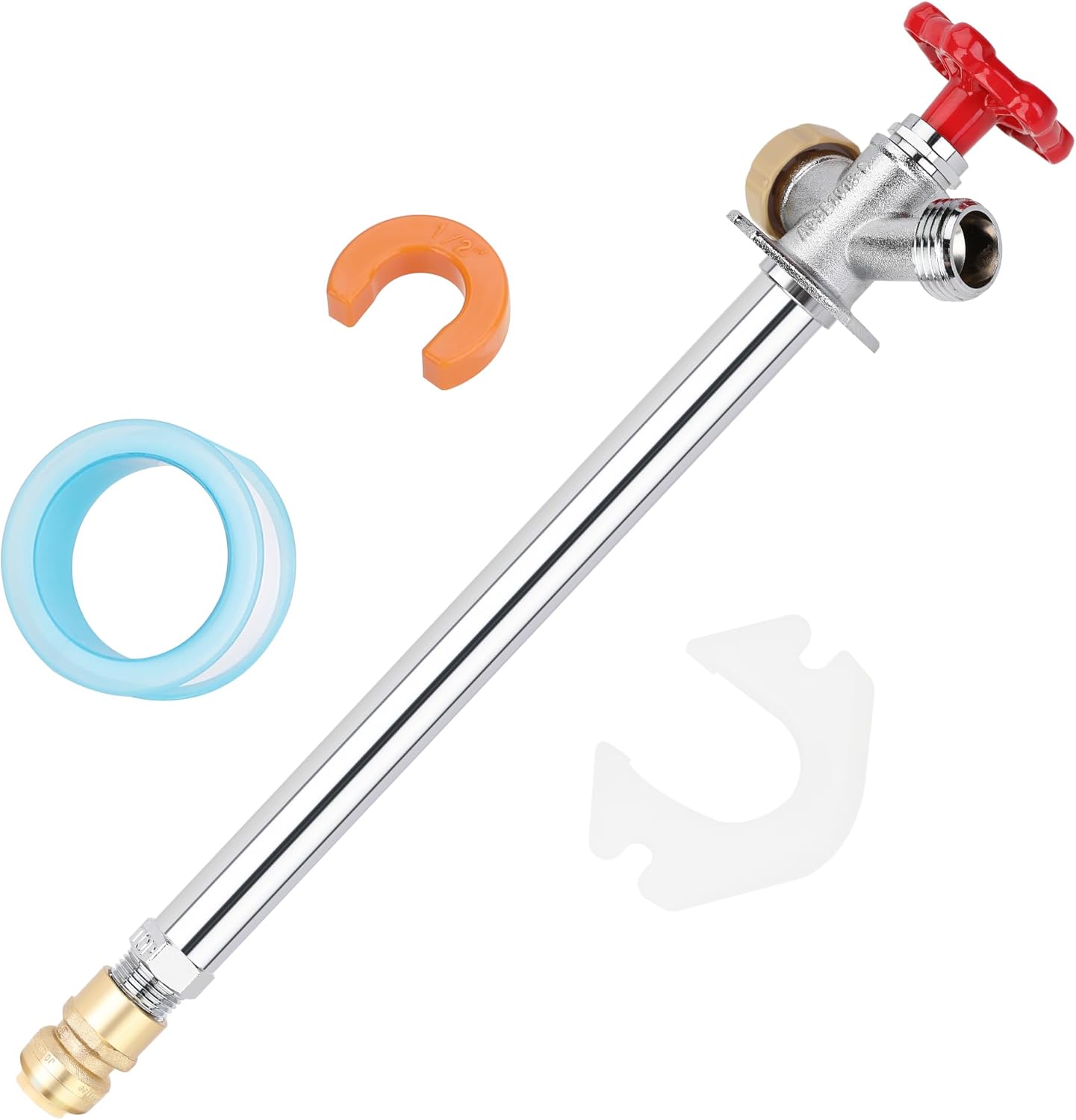 Hromee 12 Inch Frost Free Sillcock, 1/2 Inch Push-to-Connect x 3/4 Inch MHT, No Lead Brass Frost Proof Outdoor Faucet Bib with Backflow Preventer