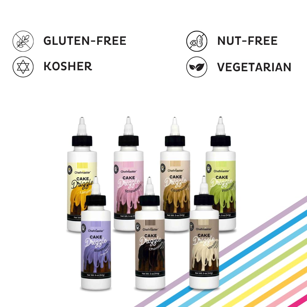 Chocolate-Flavored Cake Drizzle by Chefmaster, Edible Drip Frosting for Decorating Cupcakes, Cookies, Donuts, 5 oz