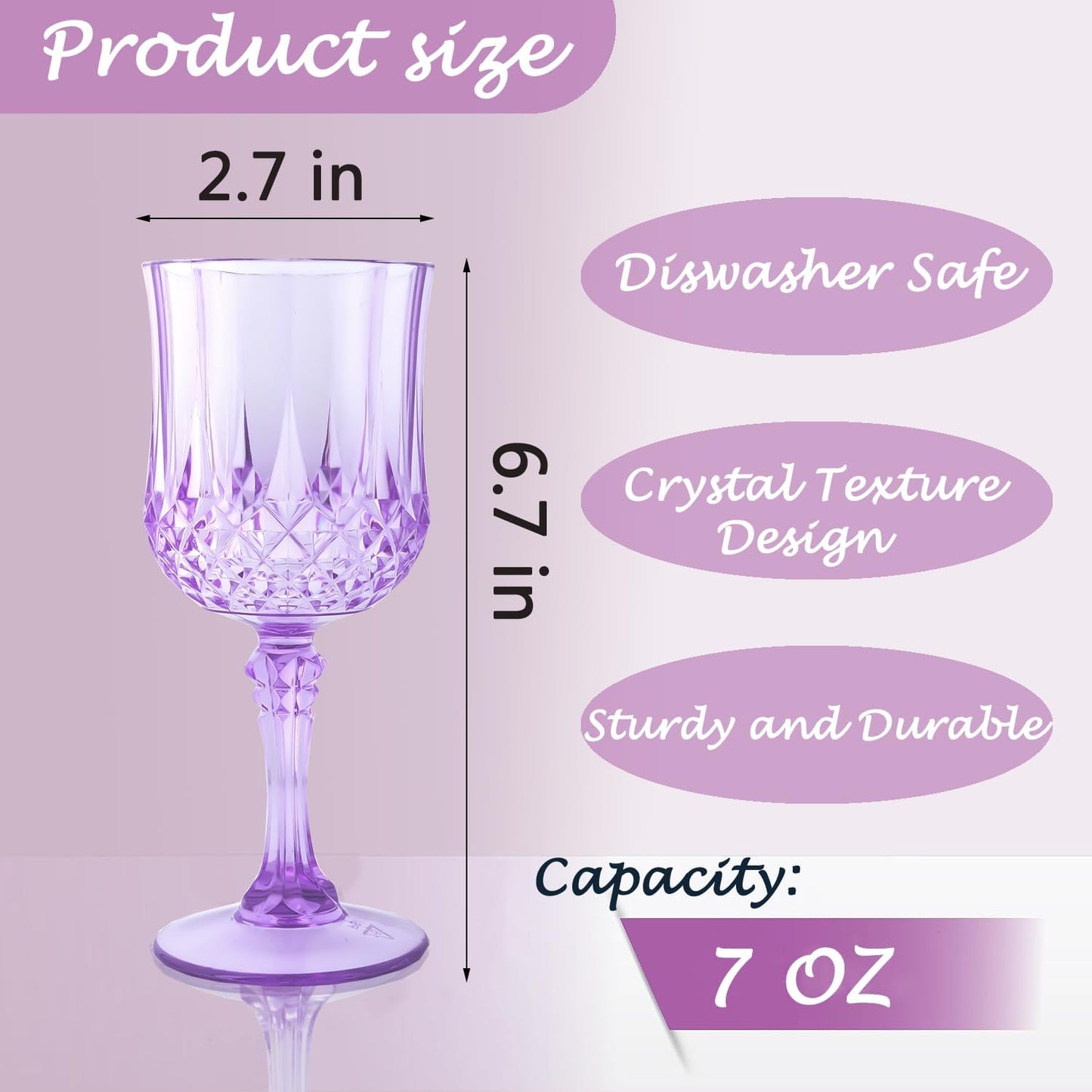 12-Piece Vintage Style Plastic Wine Goblets - Elegant Purple Glassware for Weddings and Events