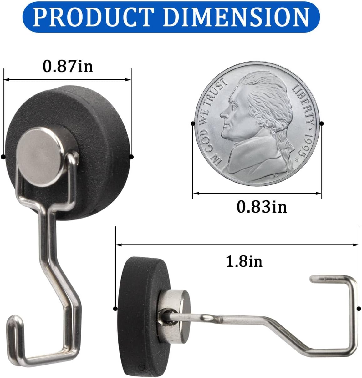 Heavy Duty Magnetic Hooks for Grill, Refrigerator & BBQ – 4-Pack Strong Magnet Hooks for Hanging Grill Tools, Kitchen Utensils, Towels & Outdoor Camping Accessories