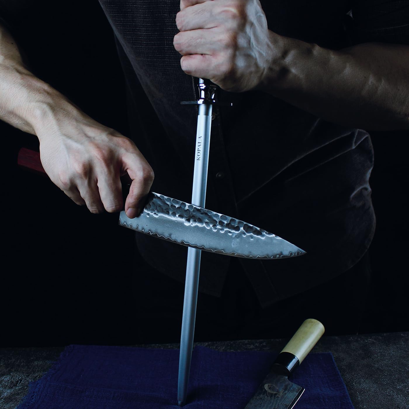 Sharpening Steel Knife Sharpener Rod Round 10 Inches Honing Steel for Knives Dark