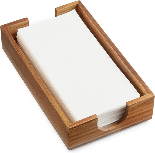 Napkin Holder for Bathroom, Acacia Wooden Guest Towel Holder Tray for Bathroom, Disposable Paper Hand Towel Holder for Bathroom Accessories, Dinner Napkin Holder for Kitchen Table Party