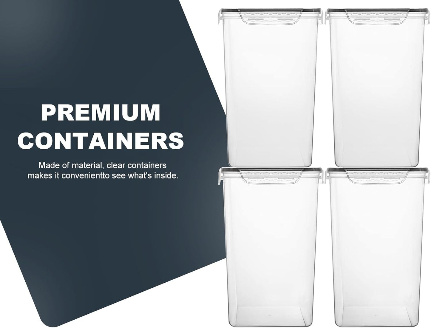 M MCIRCO Extra Large 7qt / 6.5L/220oz Tall Food Storage Containers, WIDE & DEEP, 4-Piece Plastic Airtight Kitchen Pantry Storage Containers for Flour, Sugar, with 4 Measuring Cups,20 Labels