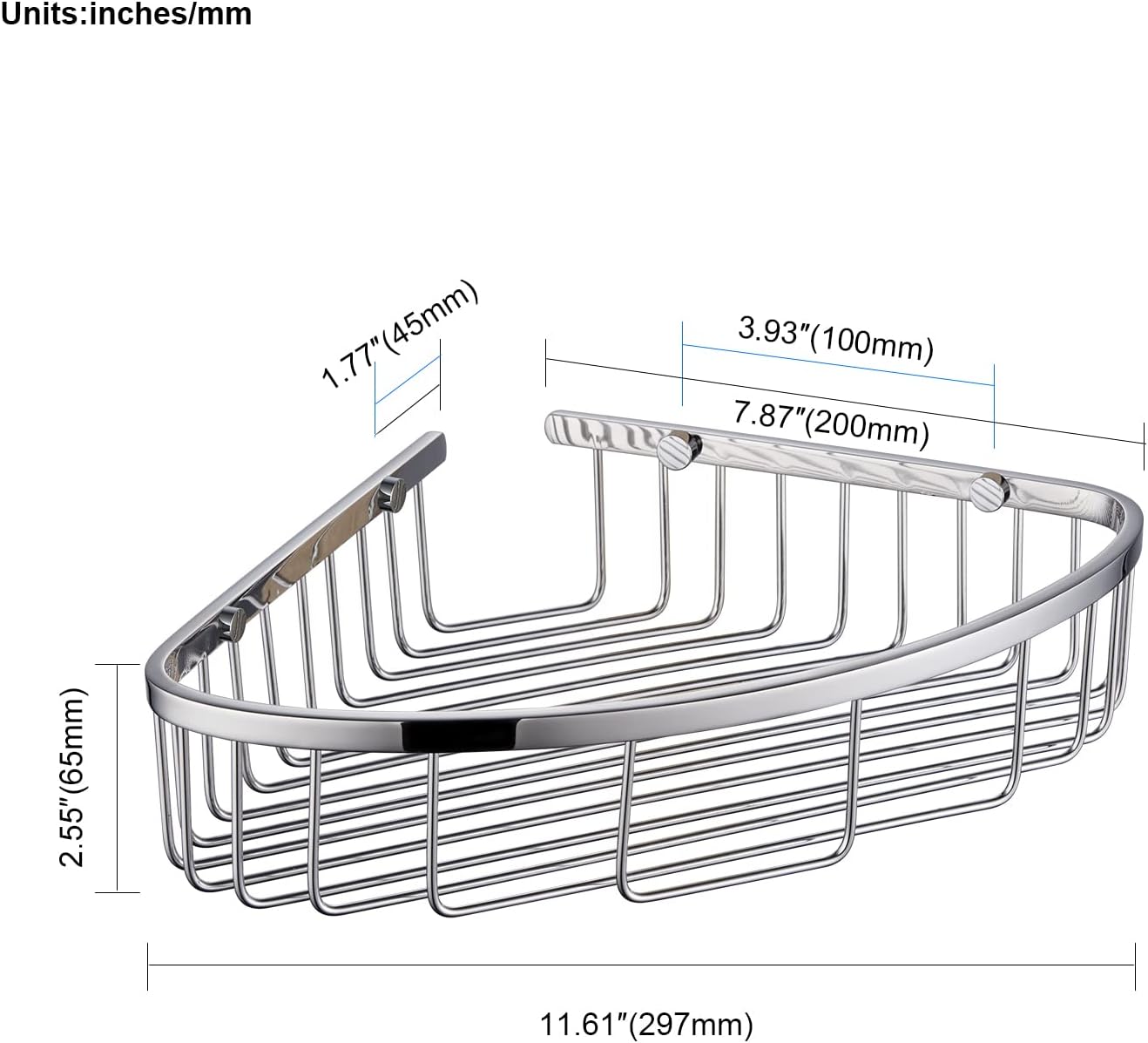 Bathroom Shower Caddy Corner Shelf, Corner-Hollow Design, Ultra Sturdy Rust-Proof Stainless Steel Shelf Organizer Shampoo Holder, Wall Mounted Storage Rack for Bathroom, Polished Chrome