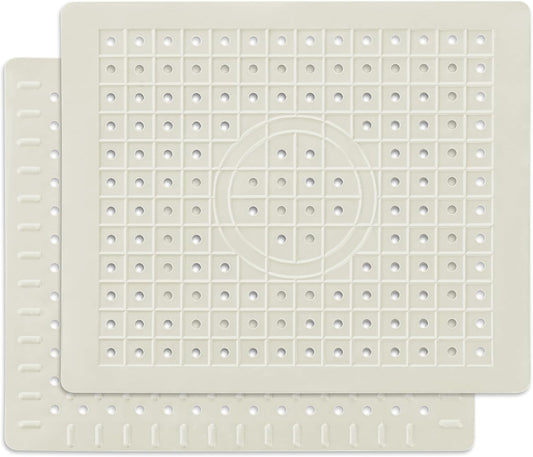WILLKOMMEN Kitchen Sink Mat, 12" x 10" Dish Drying Mat, Sink Protector Mats for Bottom of Kitchen Sink, Fast Draining Sink Mats Grid, 2 Pack Cream White