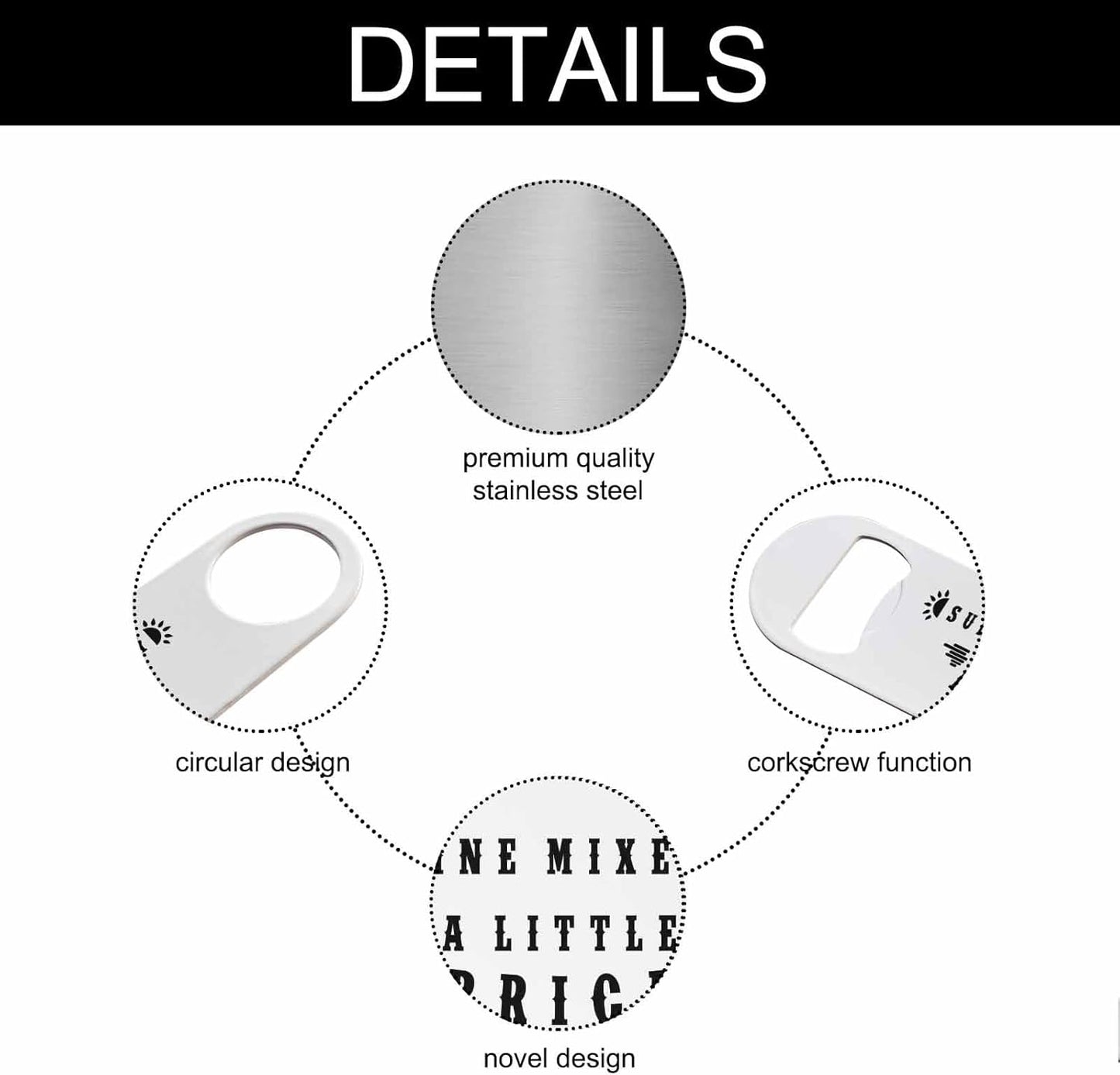 Funny Sarcastic Quotes Stainless Steel Bottle Opener Sunshine Mixed with A Little Hurricane Flat Beer Bottle Opener Keychain for Home Kitchen Bar Restaurant Party Birthday Gift