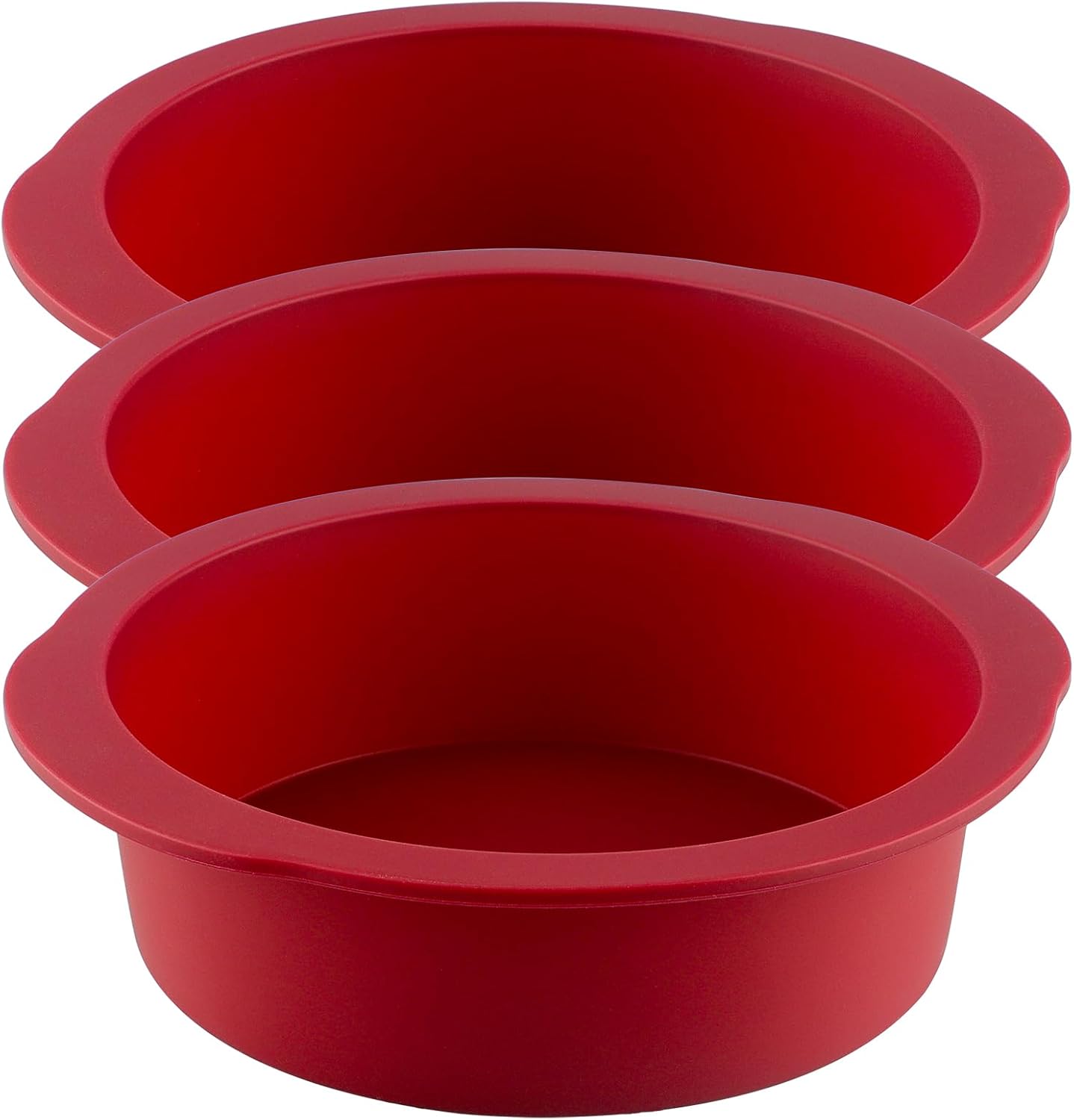 Nalchios 8 inch Silicone Round Cake Pans Set of 3, Non-stick Easy Releasing Mini Pans, Flexible BPA Free Silicone Baking Mold Pans for Layer, Mini, Pizza, Cheese, Chocolate Cake