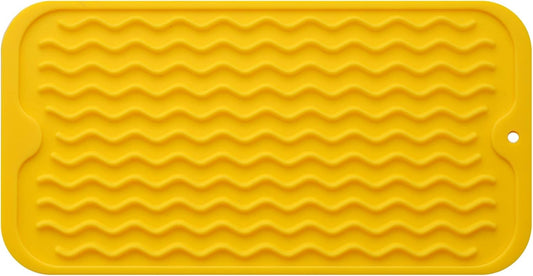 Silicone Dish Drying Mat for Multiple Usage,Easy clean,Eco-friendly,Heat-resistant Silicone Mat for Kitchen Counter or Sink,Refrigerator or Drawer Liner Yellow S 12 inches x 6 inches