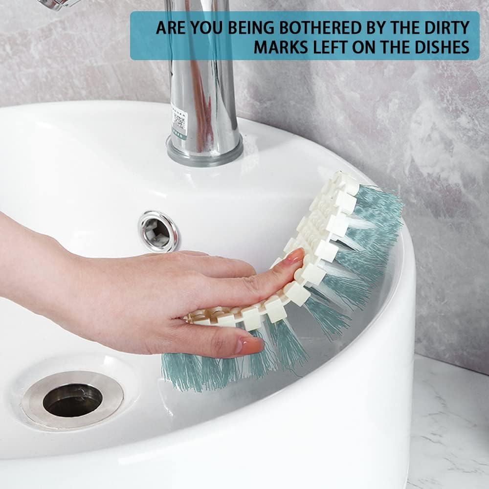 6 PCS Cleaning Brush, Scrub Brush Set for Kitchen and Bathroom Household Use with Various Brushes for Cleaning Dishes, Tiles, Corners and Floors Sky Blue