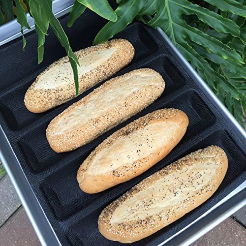 Bluedrop Hot Dog Molds Silicone Bread Forms Non Stick Bakery Trays For Roll Toasting 5 Loaves 12" Sheets
