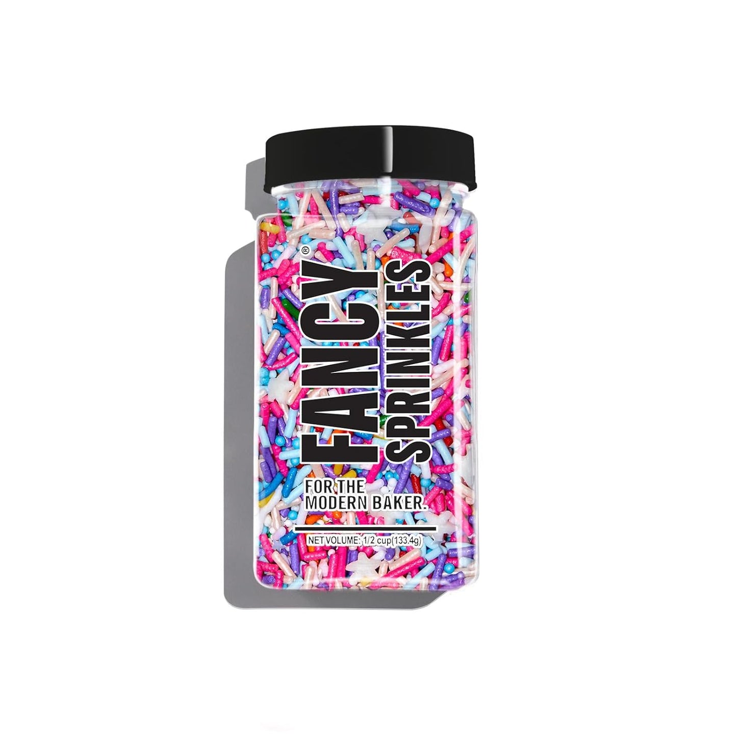 Fancy Sprinkles Roller Disco Sprinkles, Real Sugar, For Ice Cream, Cookies, Cakes, Cupcakes, Dessert Decorating, Purple & Pink Sprinkles with Star Shapes (0.5c)