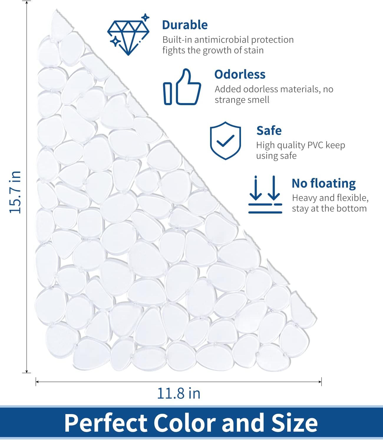 Bligli Pebble Sink Mat for Stainless Steel/Ceramic Sinks, PVC Eco-friendly Sink Protectors for Bottom of Kitchen Sink, Dishes and Glassware, Fast Draining, 15.7 x 11.8 inch (2 PACK, Clear)