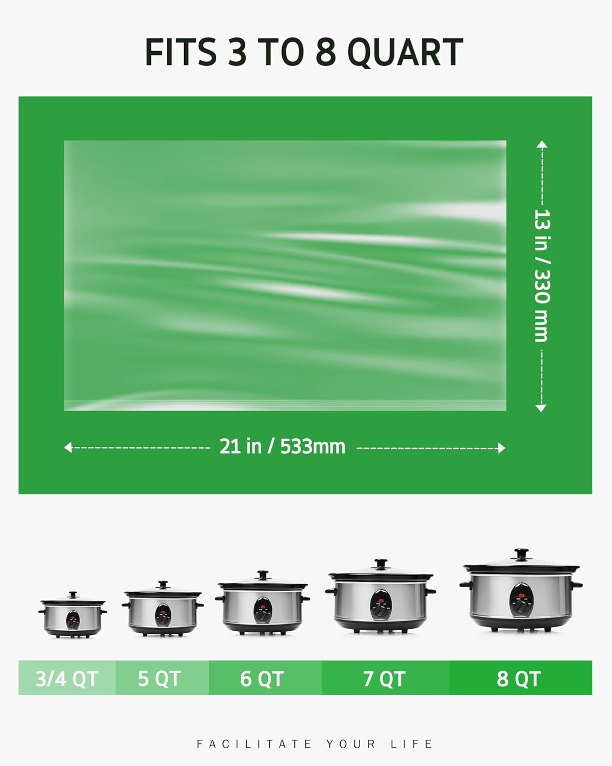 Syntus Slow Cooker Liners, 60 Count Cooking Bags Large Size Disposable Pot Liners Plastic Bags, Fit 3QT to 8QT for Slow Cooker Cooking Trays, 13"x 21", 60 Liners