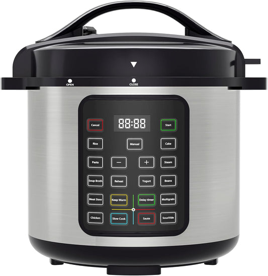 OLIXIS Electric Pressure Cooker 8 Quart Stainless Steel Multi Cooker Electric for Pressure 16-in-1 Rice, Steamer, Yogurt Maker, Slow Cook,Meat Stew, Cake, Saute, Multigrain