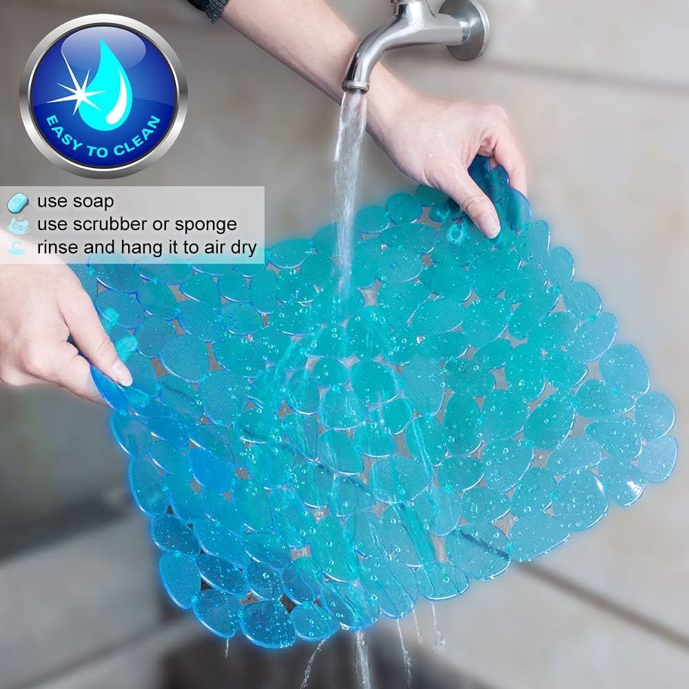 Bligli Pebble Sink Mat for Stainless Steel/Ceramic Sinks, PVC Eco-Friendly Sink Protectors Mats for Bottom of Kitchen Sink, Dish Drying Mat for Dishes and Glassware, 15.7 x 11.8 inch, Green
