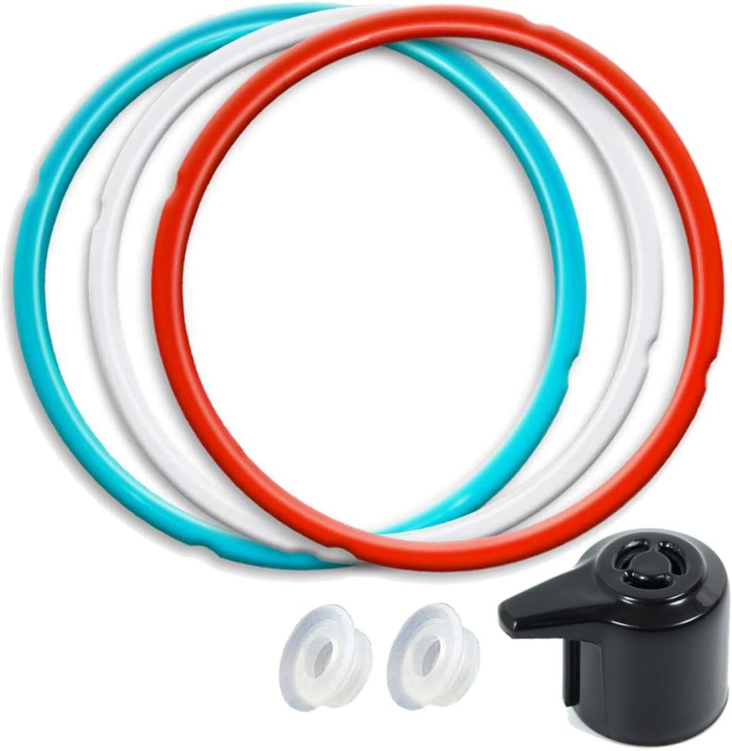 6QT Silicone Sealing Ring 3 Pack with Steam Release Valve | Fits Duo/Lux/Ultra 5QT & 6QT Cookers, Dishwasher Safe.