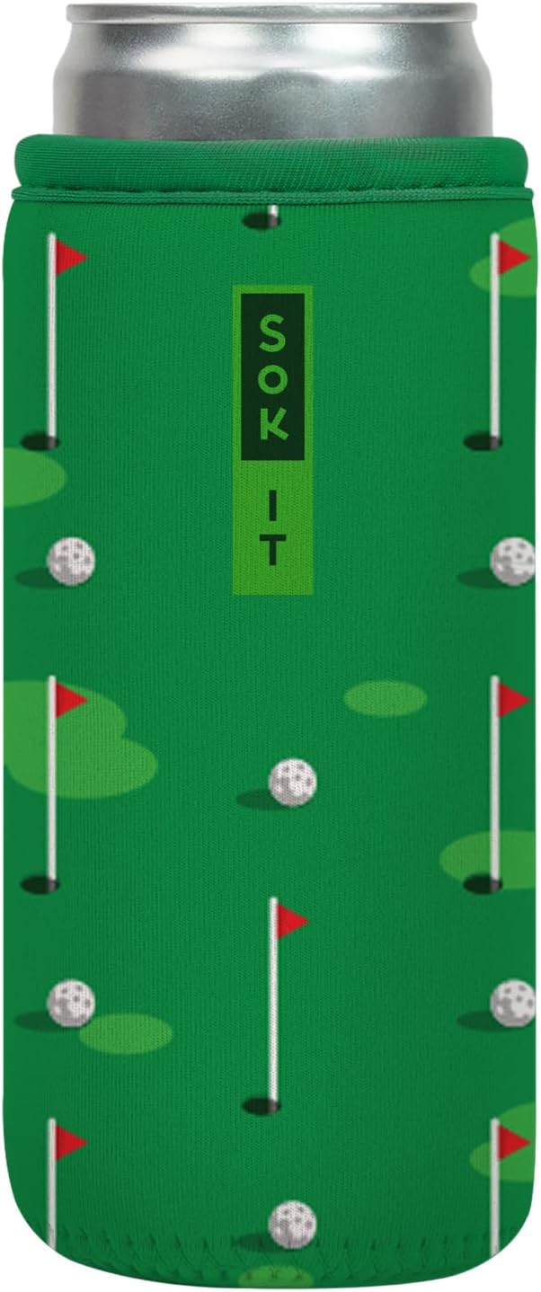 Sok It CanSok Sleeve for Beer & Soda Insulated Neoprene Cover (Golf, 12oz Slim Can Sleeve)