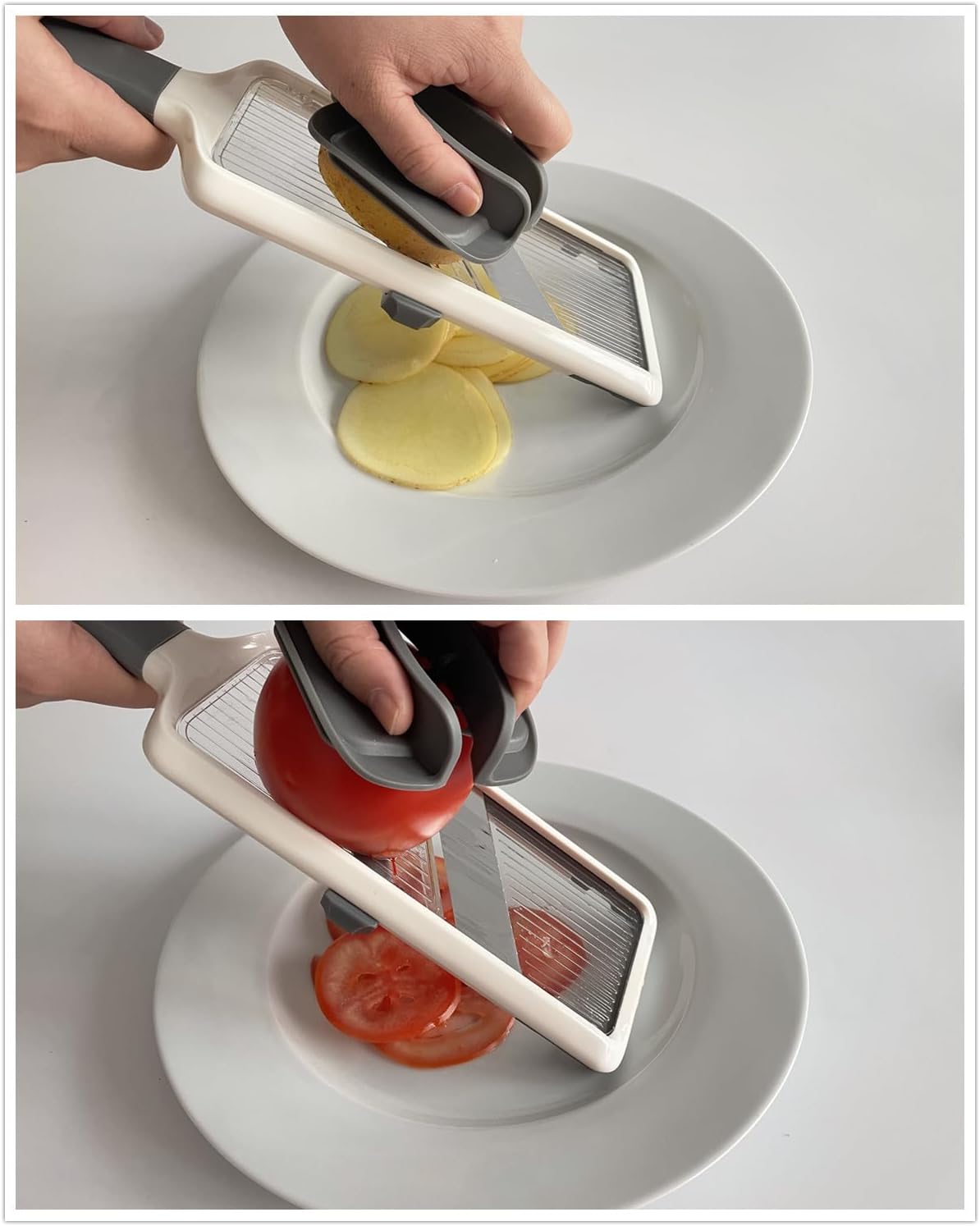 Handheld Mandoline Slicer with Food Holder Mandoline Food Slicer Adjustable Stainless Steel Blades Veggie Chopper & Cheese Grater for Speedy Slicing of Fruits and Vegetables