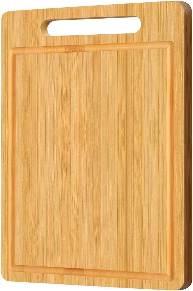 Bamboo Cutting Board, Wooden Cutting Boards for Kitchen, Wood Double Sided Food-Grade Chopping Board for Meat Cheese Vegetable (Medium)