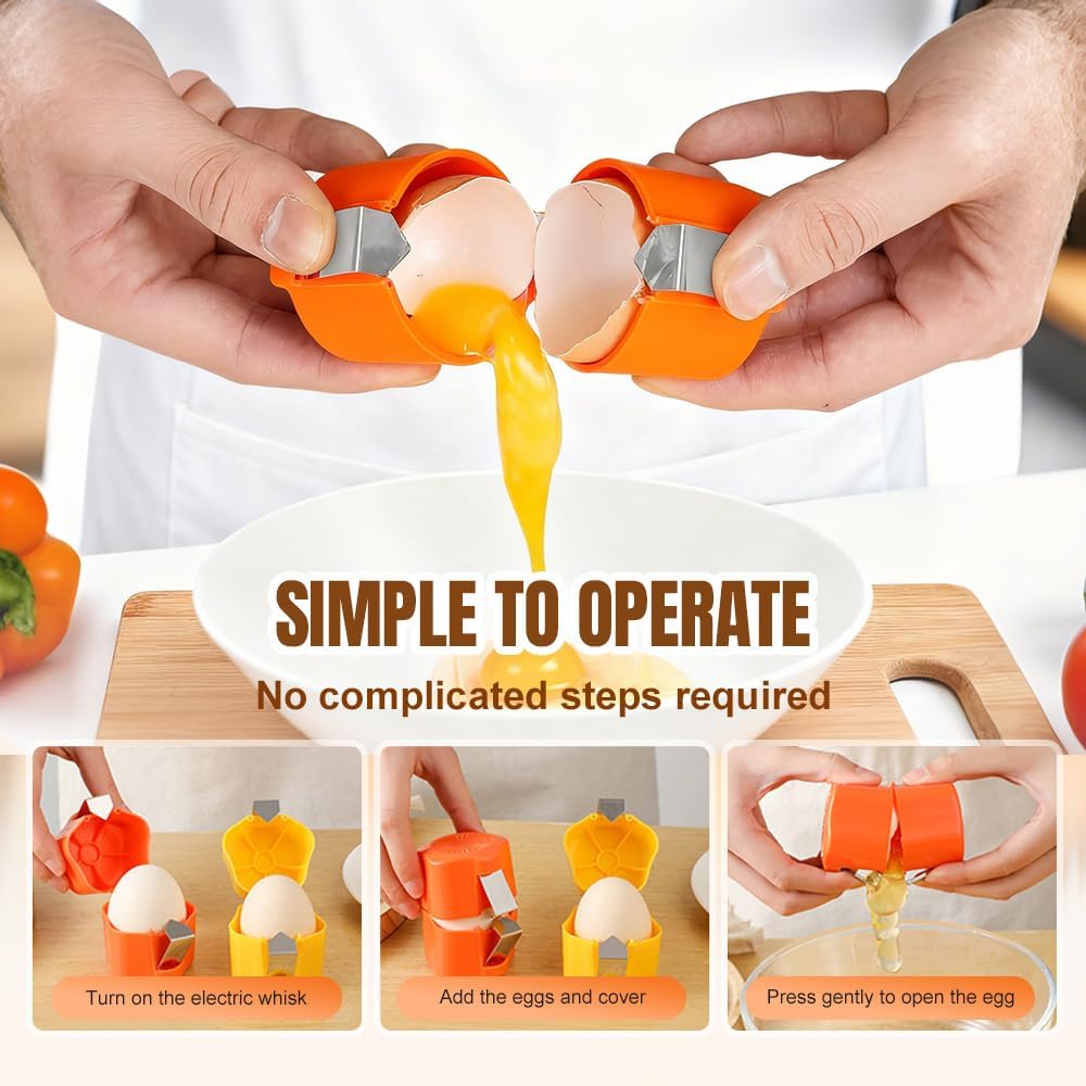 2026 New Egg opener, Egg Shell Separator for Raw Eggs Gadgets Cracker Tool, Upgrade Stainless Steel Egg Cutter Egg Cracker Tool Multifunctional Egg Cutter Multipack (2, Orange)