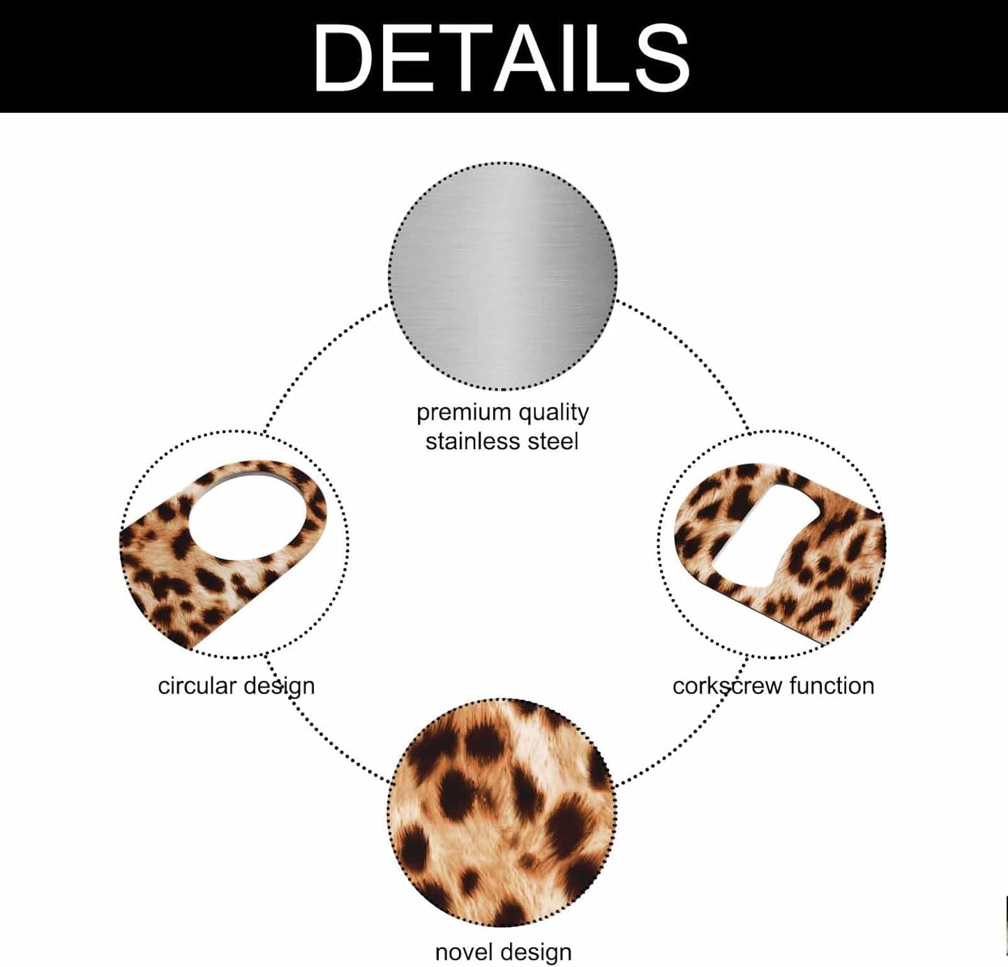 Leopard Pattern Stainless Steel Bottle Opener Cheetah Animal Print Beautiful Watercolor Spotted Skin Pattern Flat Beer Bottle Opener Keychain for Home Kitchen Bar Restaurant Party Gift