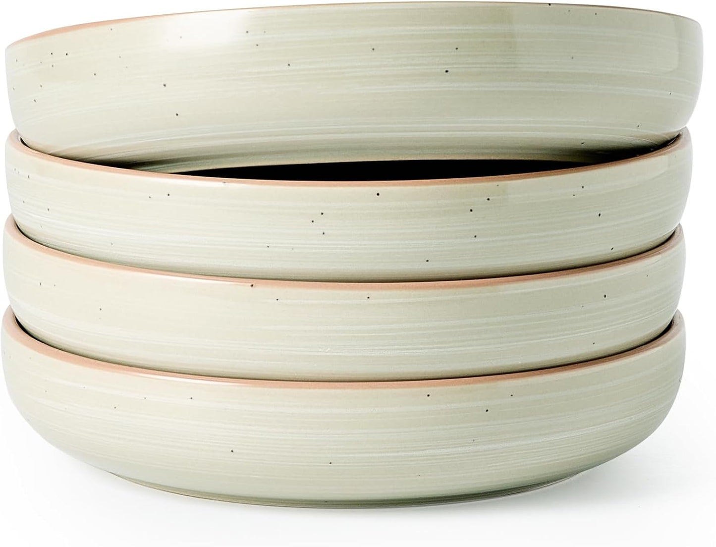 famiware Milkyway 33 oz Bowl Set, Pasta Bowls Set of 4, Salad Bowls, Double Reactive Glaze, Sturdy & Stackable, Ideal for Housewarming, Festivals, Matcha Green with Speckles
