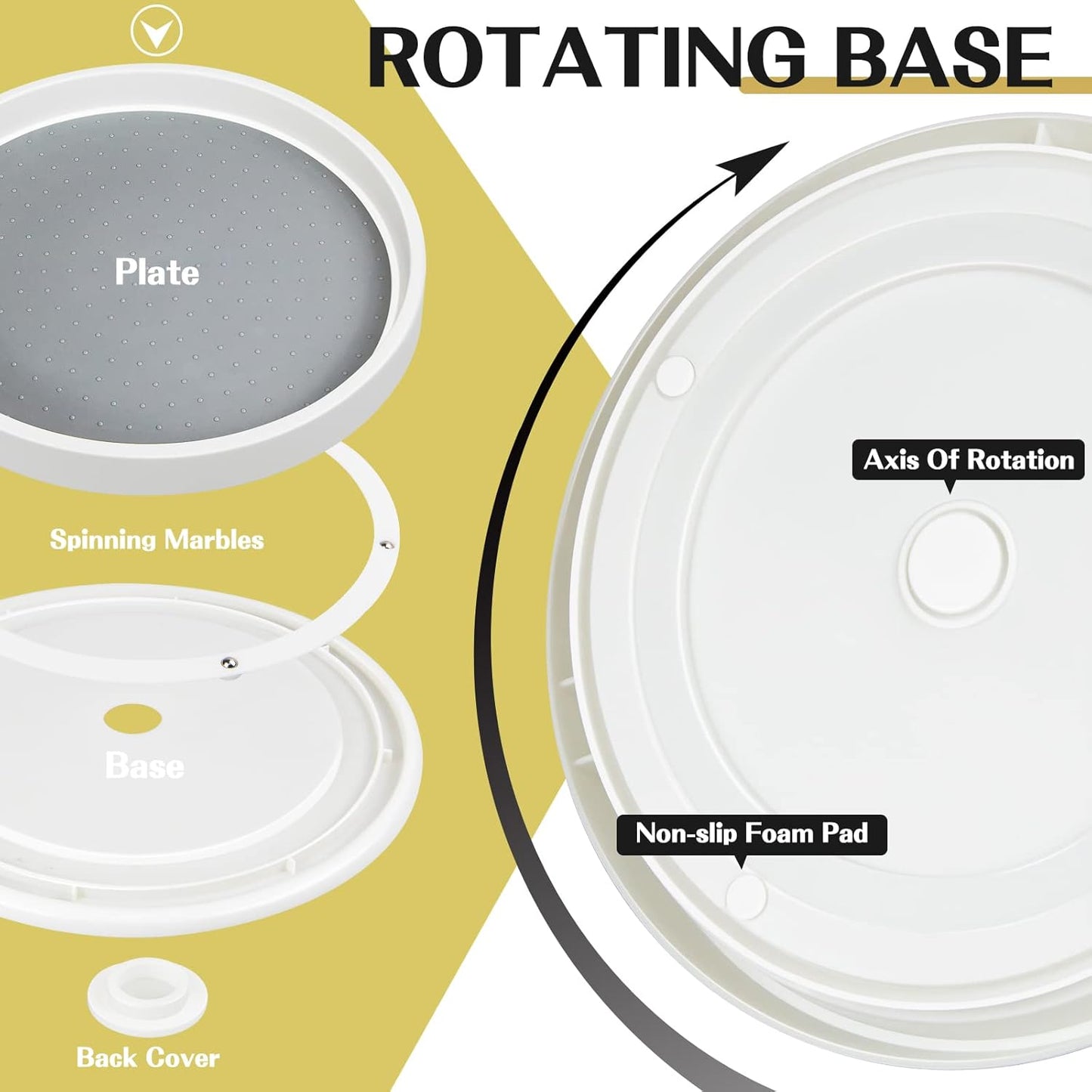 Non Skid Lazy Susan Turntable,Single Round Rotating Kitchen Spice Organizer for cabinets,Pantry, Bathroom, Refrigerator (10Inch)