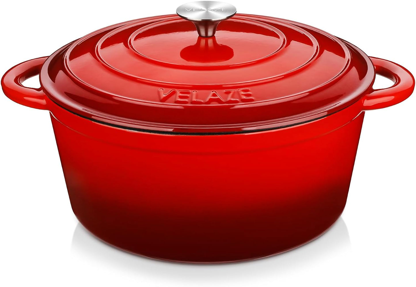 Velaze 7.5 QT Dutch Oven Pot with Lid, Enameled Cast Iron Dutch Oven with Dual Handles for Sourdough Bread Baking, Cooking, Non-stick Enamel Coated Cookware (RED)