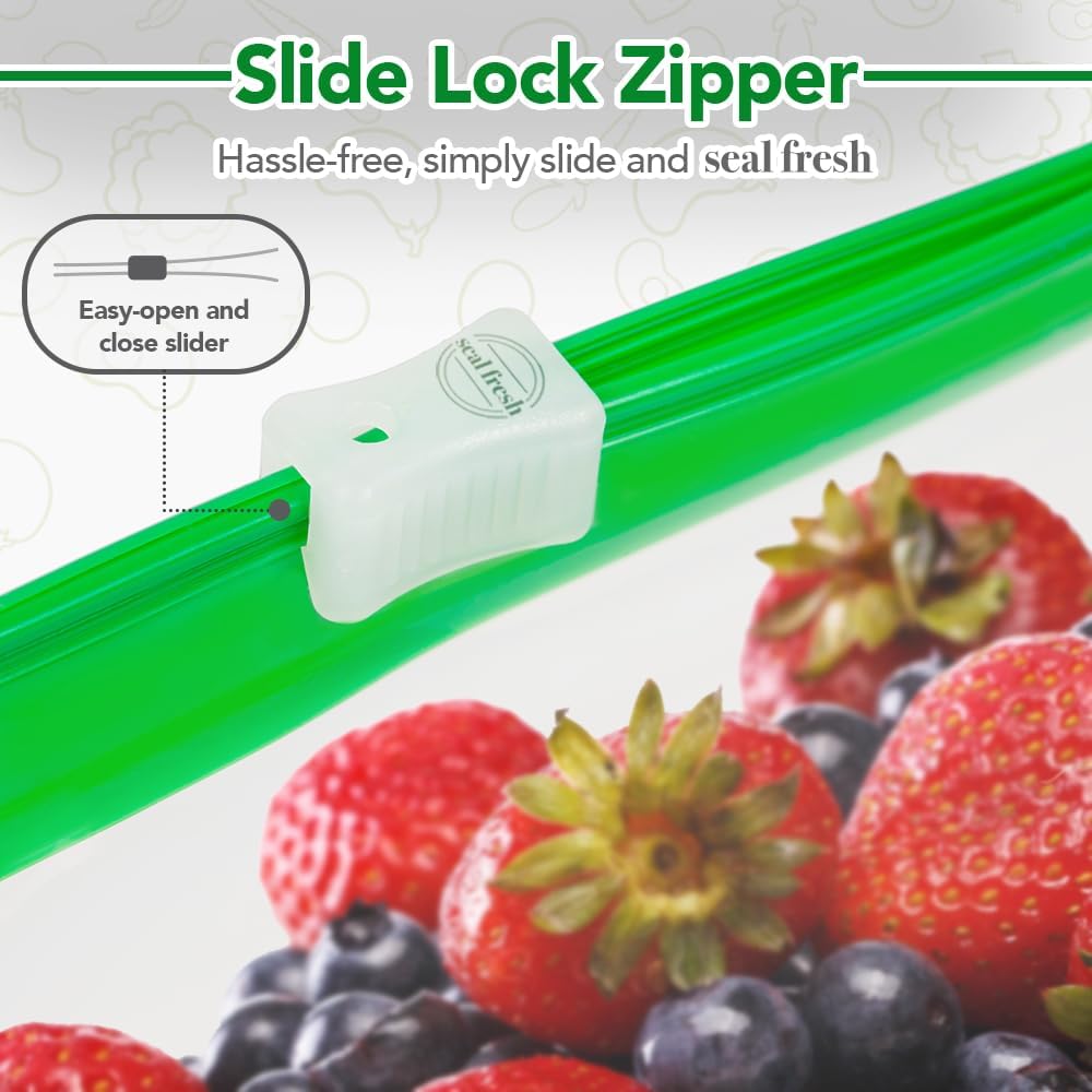 Quart Slider Storage Bags 500 Pack — Reusable Freezer Bags with Expandable Bottom, BPA Free, Microwave Safe, Clear Quart Food Storage Bags