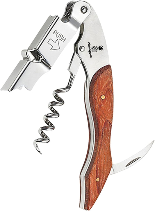 PINEAPPLE Professional Corkscrew Wine Bottle Opener with Foil Cutter Wine Key for Waiters, Servers, Bartenders, Sommeliers, Wine Lovers (Rosewood)