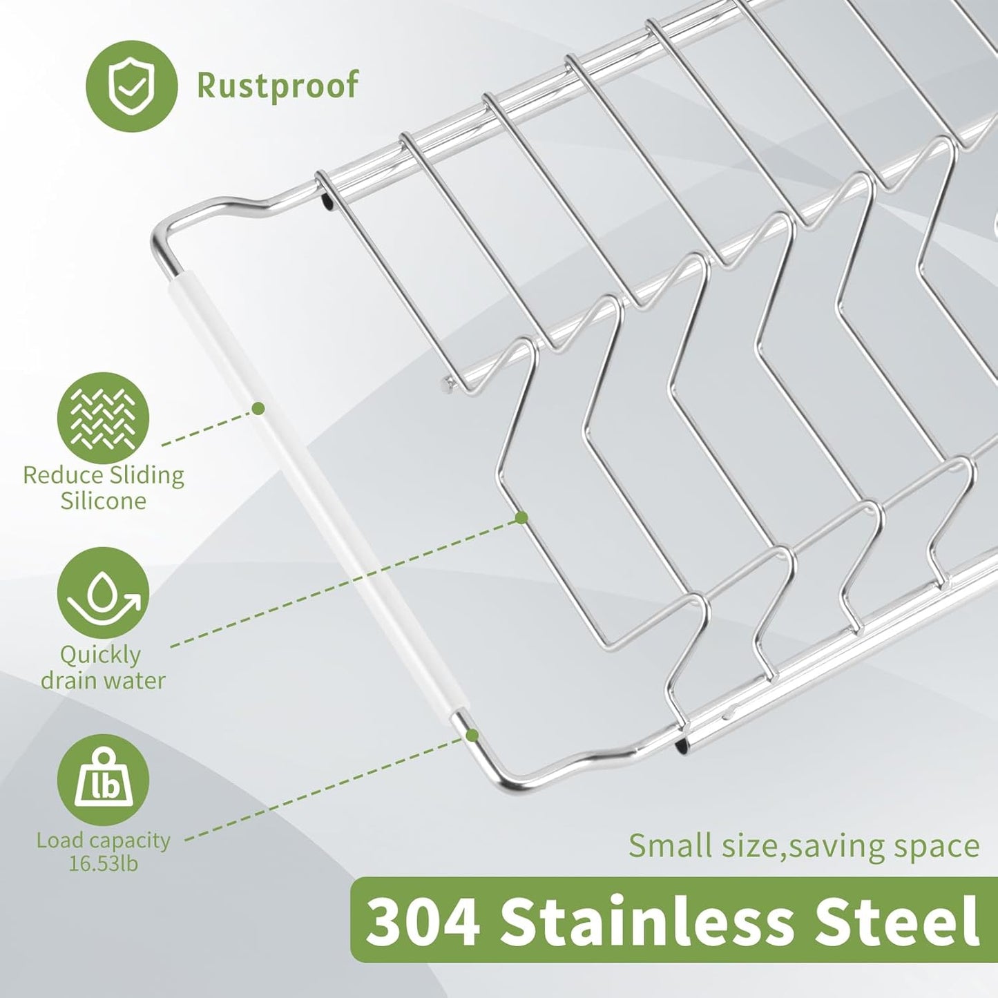 Space Saving Dish Drying Rack Small - Expandable Telescopic Over The Sink Drying Rack,304 Stainless Steel Dishrack for 13.58" - 21.65" Sinks.(Large)