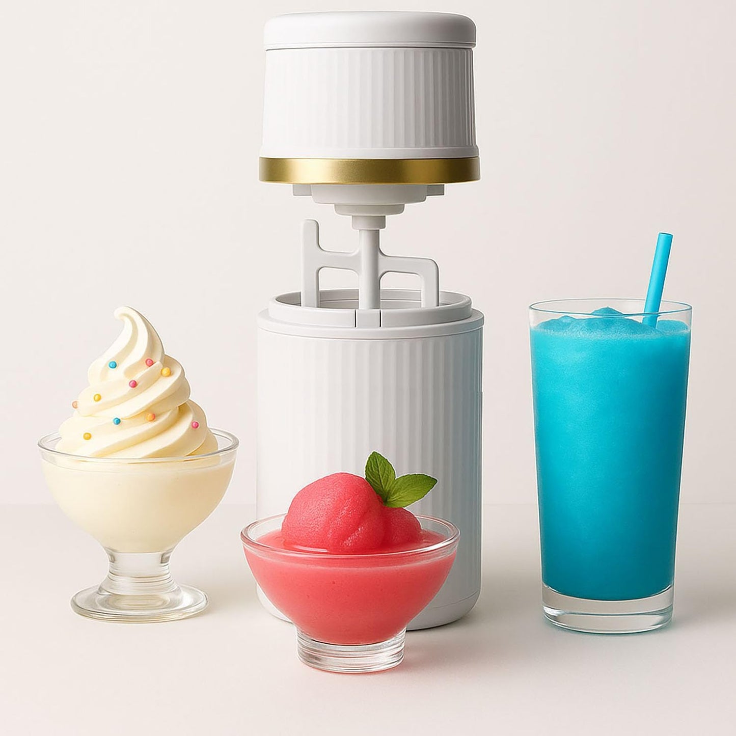 Rechargeable Electric 0.4 Quart Ice Cream Maker S500, Frozen Yogurt, Sorbet & Gelato Maker Machine, Homemade Dessert Maker Machine for 1–2 Servings in in 15-30 Minutes (Gold, 0.4 Quart)