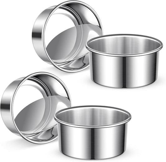 4 Inch Cake Pan Set of 4, Removable Bottom & Easy Releasing Mini Cake Pan, 304 Stainless Steel Round Cake Pan, Leakproof & Nonstick Small Cake Baking Pans, Non-Toxic & Healthy