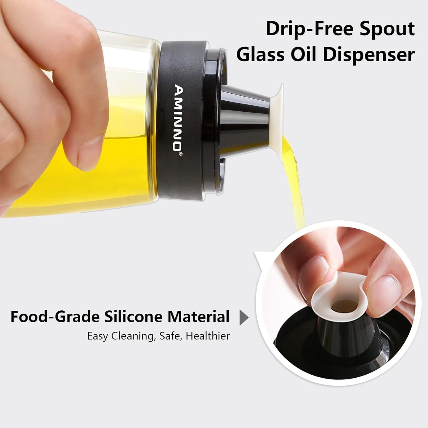 5.5oz Oil and Vinegar Cruets 2 Pack, Glass Oil Dispenser Bottles for Cooking, Leakproof and Drip Free Spouts