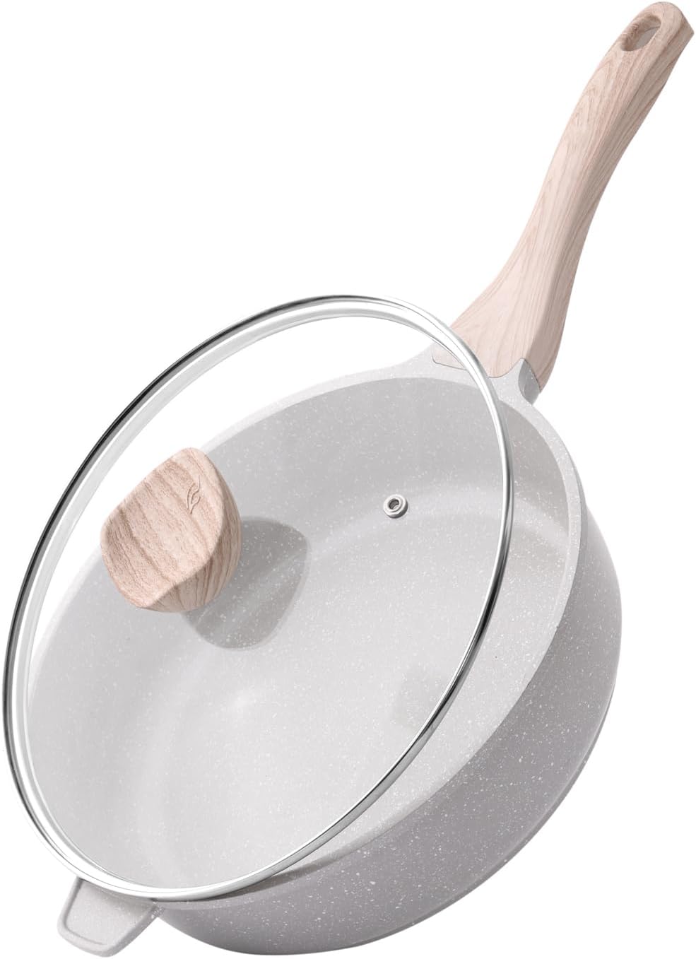 Nonstick Ceramic Deep Frying Pan, 10 Inch Non Toxic Skillet with Lid, Healthy Jumbo Cooker, Saute Pan for Cooking, Induction Cookware, PFOA & PFAS Free