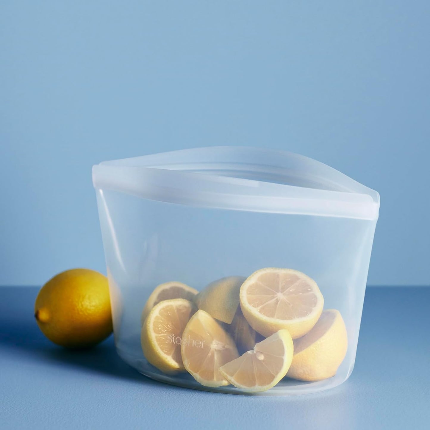 Stasher Premium Silicone Reusable Food Storage Bowl, Clear, Microwave, Sous Vide, Dishwasher, Oven and Freezer Safe, BPA Free, Leak-free, Eco-friendly, 6-Cup Bowl